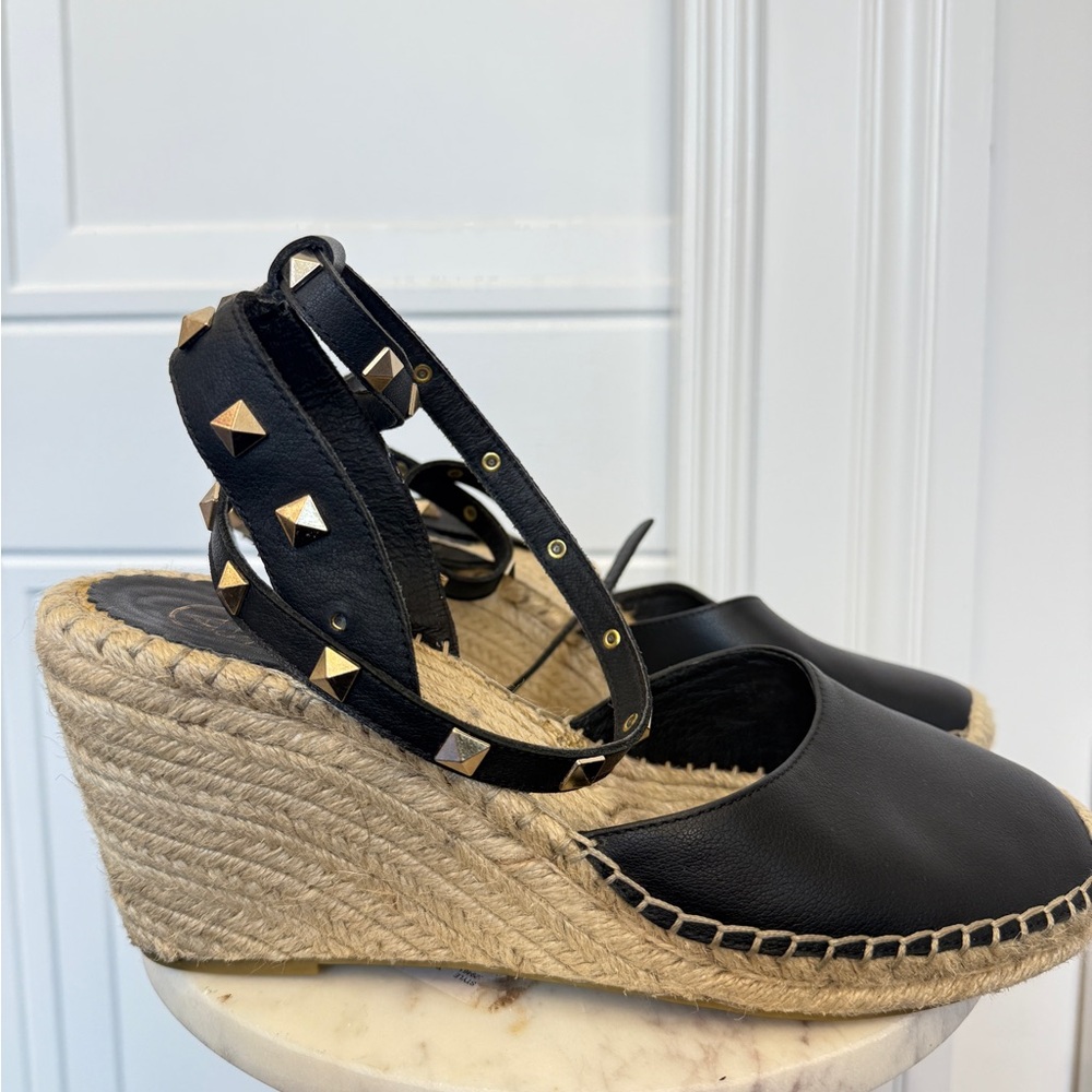 ASH ESPADRILLE WEDGE LEATHER  WRAP SANDAL 41 CLOSED TOE WHITNEY
